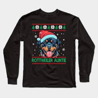 Rottweiler Auntie Santa Hat Rottweiler Dog Ugly Christmas Long Sleeve T-Shirt